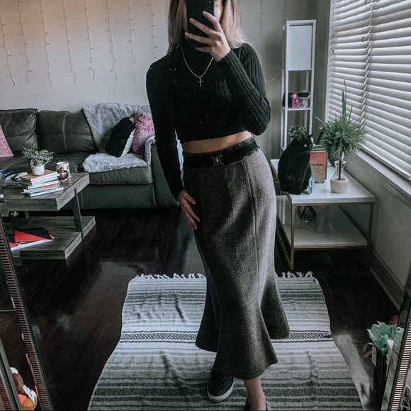 NWT Vintage Woolen Striped Midi Skirt - Picture 3 of 4